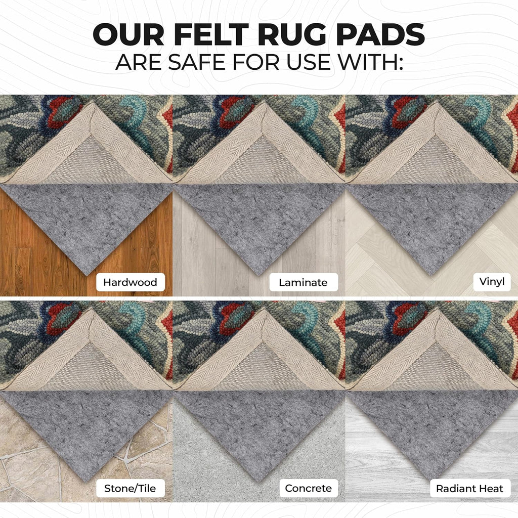 BNM Indoor Area Rug Pad, Non-Slip, Non-Skid Floor Protector, Hardwood, Tile Floor Padding, Furniture Gripper Mat, Slide Stopper, Felt and Rubber Rug Grip, with Sticky Coating for Carpet, 8' x 11'