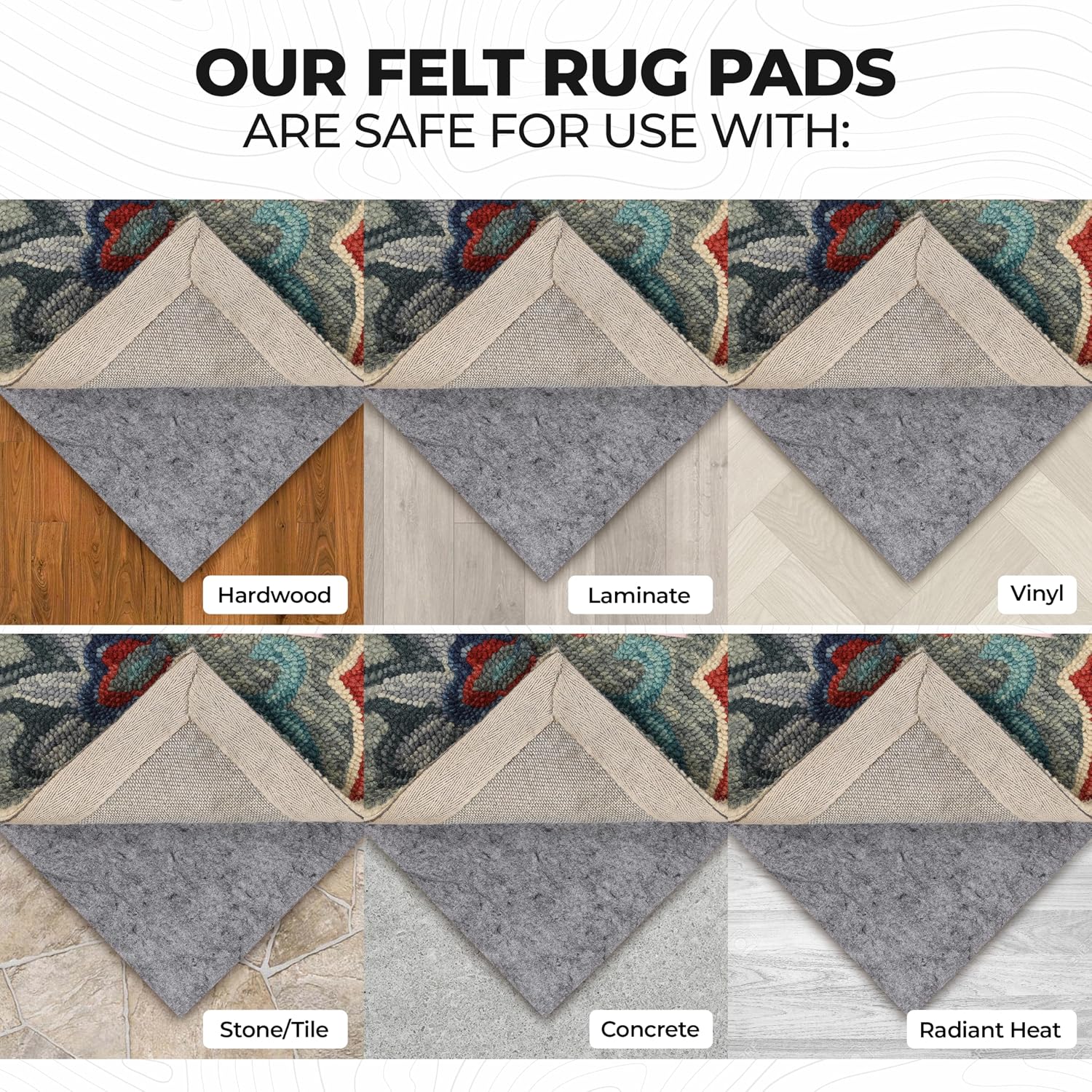 BNM Indoor Area Rug Pad, Non-Slip, Non-Skid Floor Protector, Hardwood, Tile Floor Padding, Furniture Gripper Mat, Slide Stopper, Felt and Rubber Rug Grip, with Sticky Coating for Carpet, 12' x 18'