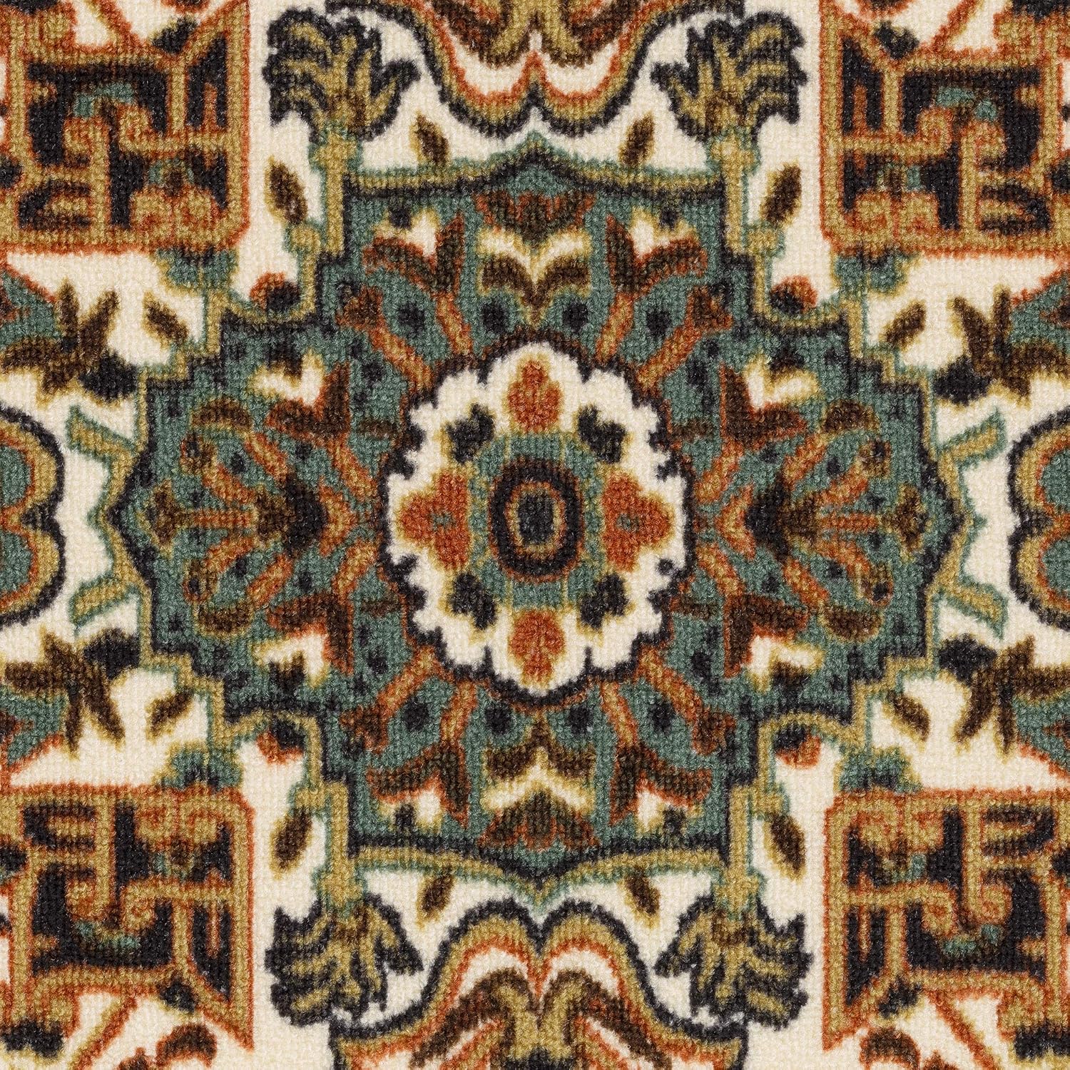 Antep Rugs Alfombras Oriental Traditional 8x10 Non-Skid (Non-Slip) Low Profile Pile Rubber Backing Indoor Area Rugs (Green, 7'10' x 10')